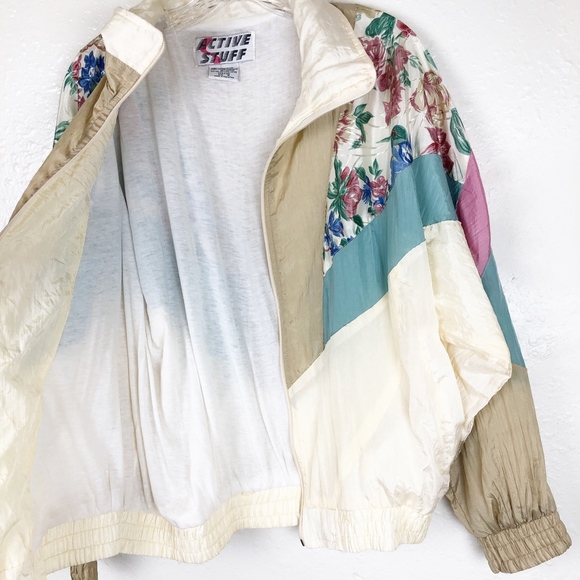 Vintage‎ Active Stuff Floral Color Block Jacket M - Picture 5 of 7